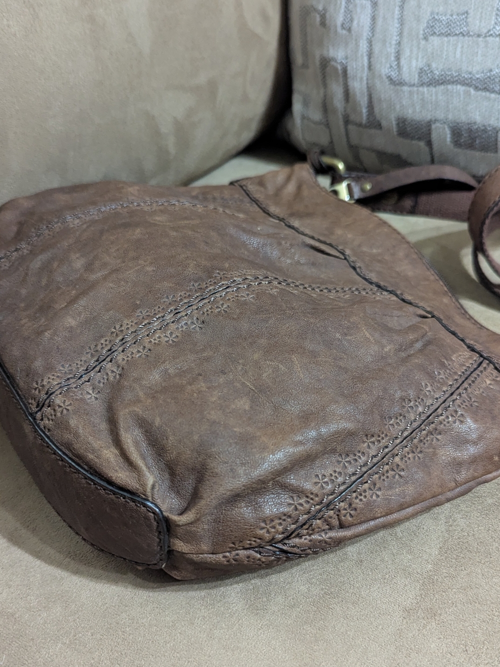 Fossil Talita Hobo Brown Leather Crossbody Bag - Picture 5 of 11